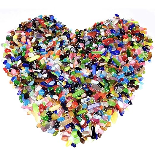 1 Lb Decorative Crystal Pebbles Irregular Shaped Colorful Opal Stones Cat's Eye - Image 2