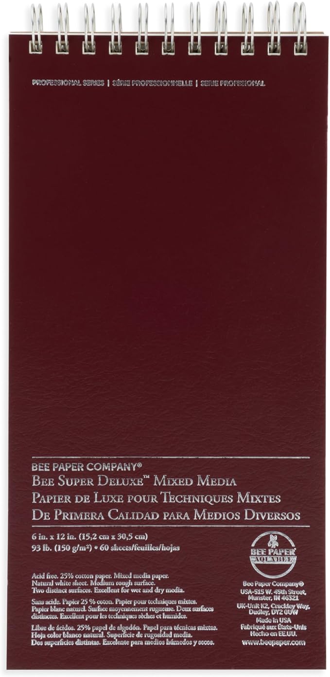 Bee Paper - 6"x 12" Super Deluxe Mixed Media Sketching Pad, 60 Sheets by BeePaperCompany