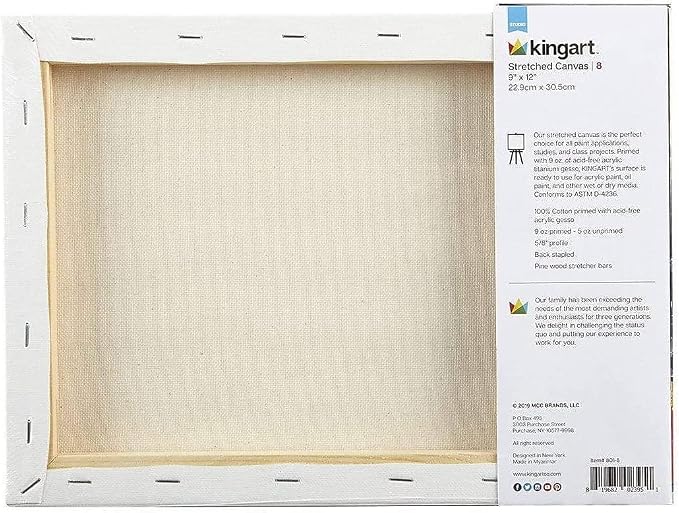 KINGART Stretched White Canvas Set – Rectangle, 9x12 Inch, Triple Gesso Primed - Image 2