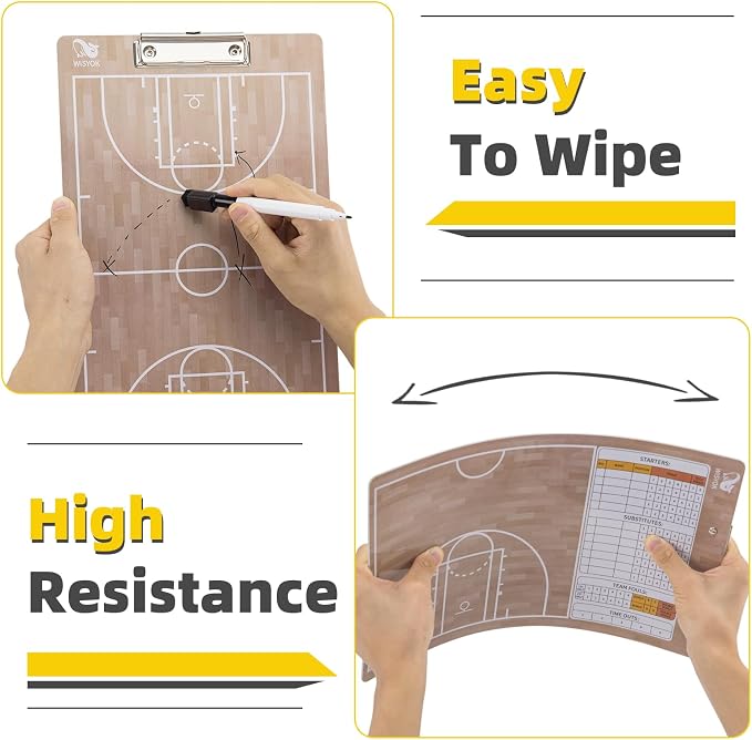 WISYOK Double-Sided Basketball Coaching Clipboard, Dry Erase Board - Image 5
