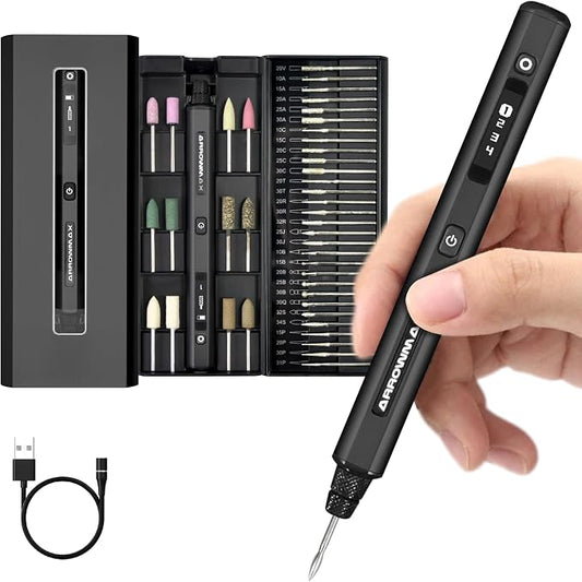 AM ARROWMAX Mini Engraving Pen, HollowCup Motor, 42 Bits by AMARROWMAX