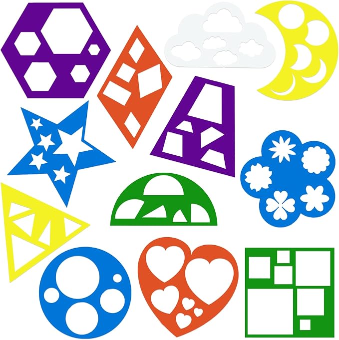 12 Pieces Geometric Stencils Template Set by Tenare