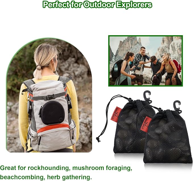 Mesh Foraging Bags with Clip, 4 Pack Drawstring & Toggle Closure Foraging Pouch - Image 6
