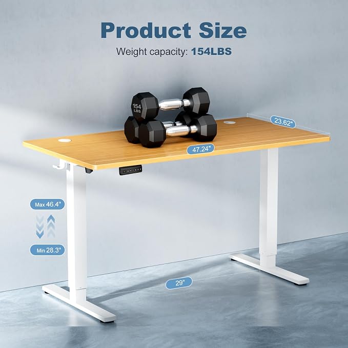 DUMOS 48 Inch Electric Standing Desk Height Adjustable, Sit to Stand Up - Image 3