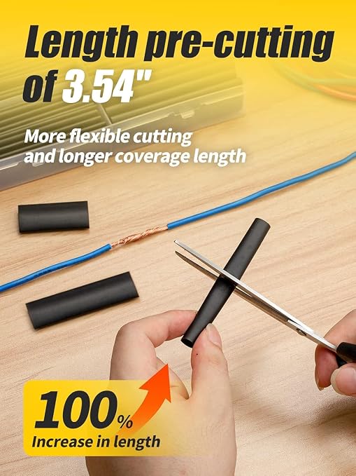 Eventronic Heat Shrink Tubing Kit 200 PCS, 3.54" Extra-Length, 3:1 Ratio Dual - Image 3