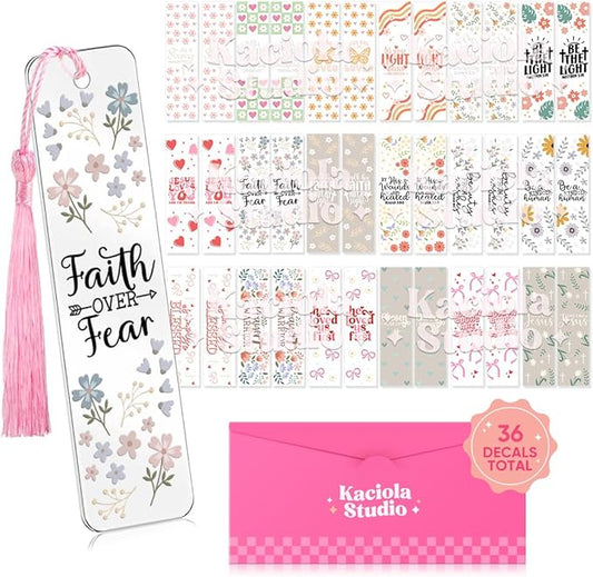 Kaciola 36 Sheets Faith Theme UV DTF Bookmark Wraps, Acrylic Bookmark Blanks UV by Kaciola