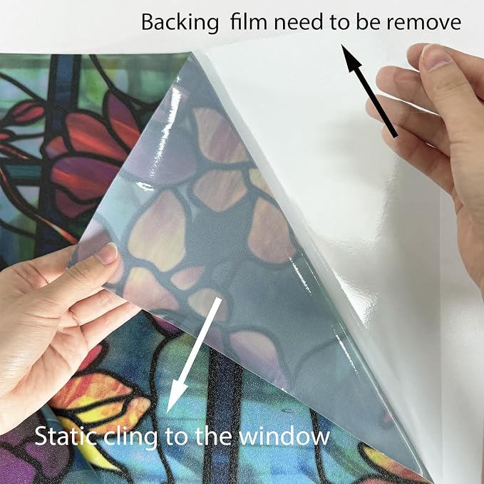 funlife Original Hand-Drawn Privacy Stained Glass Window Film, Reusable Single - Image 5