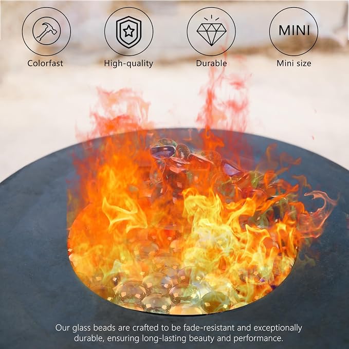 10 Pounds Fire Pit Glass, Mixed Color Gems, Decorative Flat Glass Rocks - Image 6
