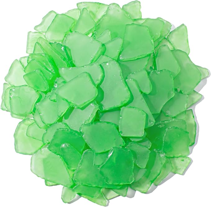 Keedolla Tumbled Sea Glass for Crafts - 40 OZ Green Frosted Seaglass Pieces for by Keedolla