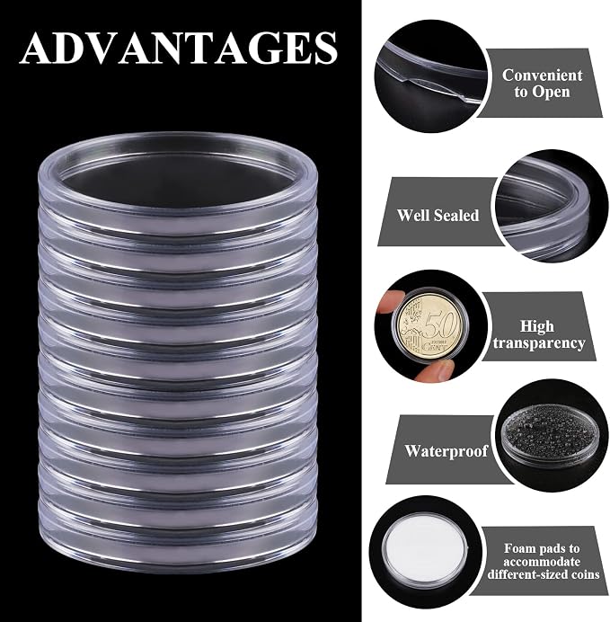 Utron 60P Clear Plastic Coin Capsules, Dollar Coin Holder, 40mm Silver Coin - Image 4