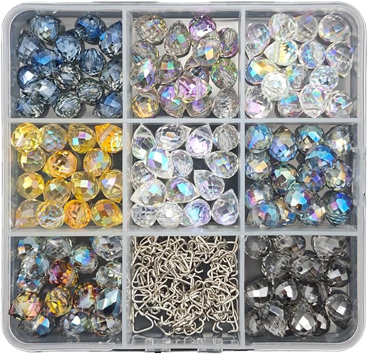 INSPIRELLE 120 Pieces Crystal Teardrop Charms Multicolor Glass Faceted by INSPIRELLE