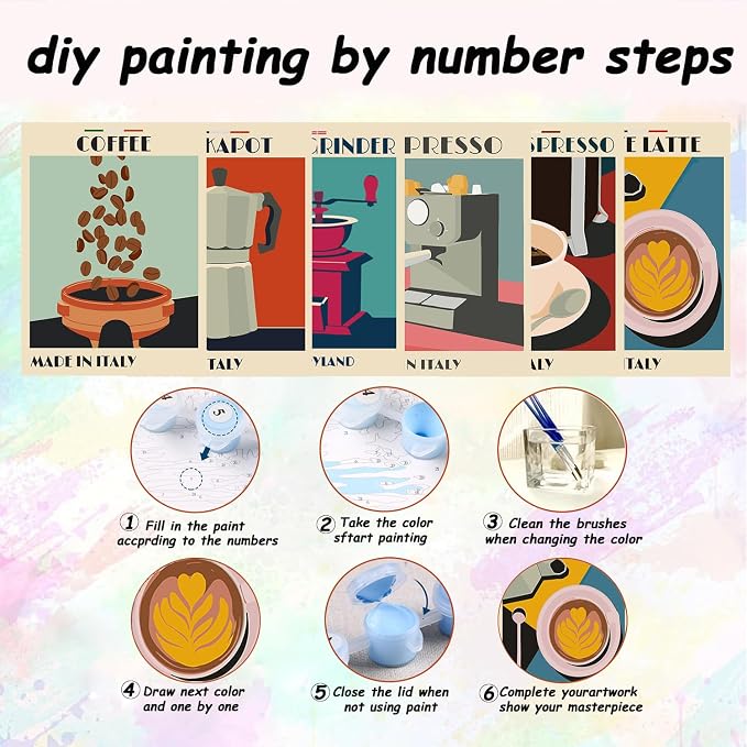 AREOPNMG 6 Pack Paint by Numbers Kit - Image 7