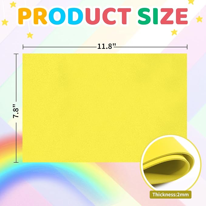 biguphate 30 Pack Yellow EVA Foam Sheets, 11.8 x 7.87 Inch, 2mm Thick Foam Paper - Image 2