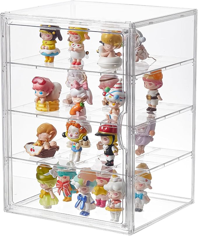4 Tiers Clear Acrylic Display Case, Plastic Storage Bins by beehomay