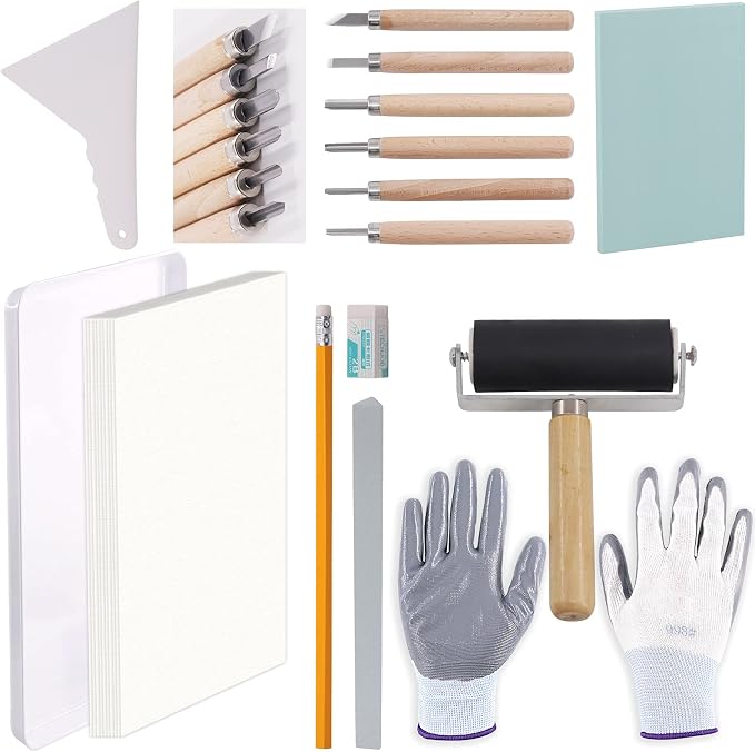 Rustark 24 Pieces Block Printing Starter Tool Kit by Rustark