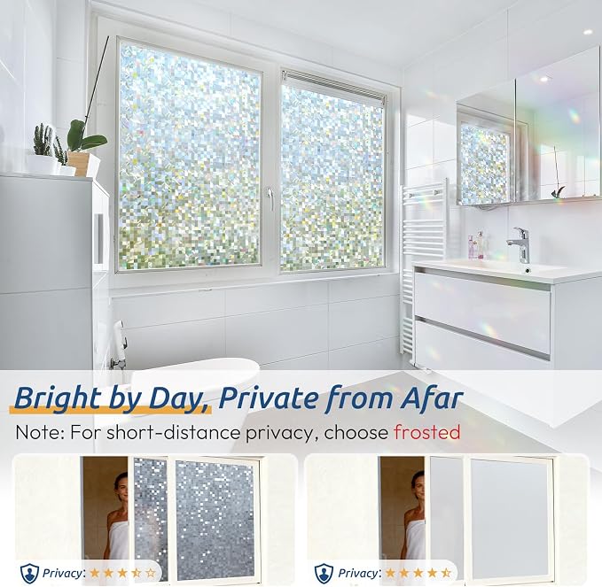 rabbitgoo Stained Glass Window Privacy Film, Mosaic Pattern, 17.5" x 78.7" | - Image 4