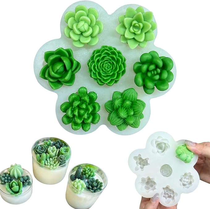 7 Cavity Succulent Candle Molds by JDHSilicone
