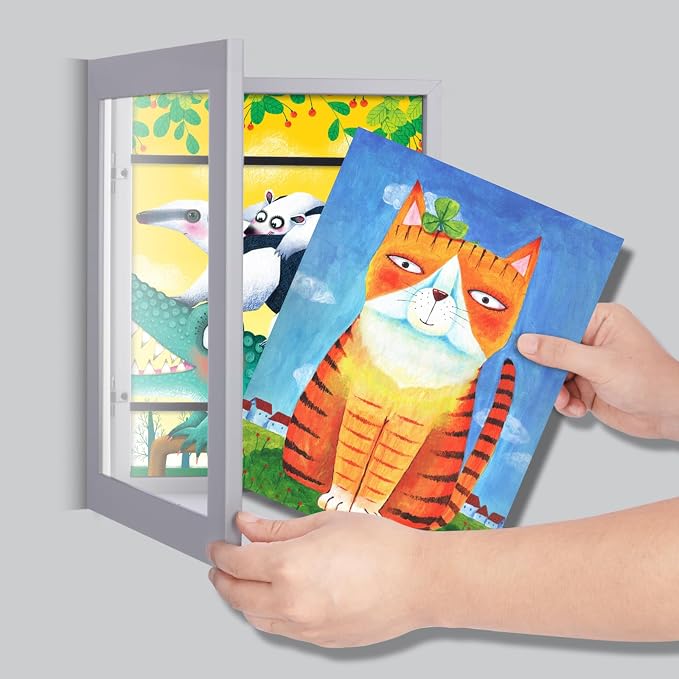 Kids Art Frames, 9x12 Front Opening Kids Artwork Frames Changeable, Holds 50 Pcs - Image 6
