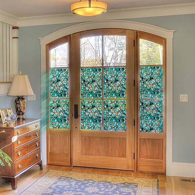funlife Original Hand-Drawn Faux Stained Glass Window Film, Double-Sided Static by funlife