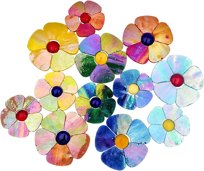 Esweny 12 Flower Stained Glass Mosaic Tiles - Image 8