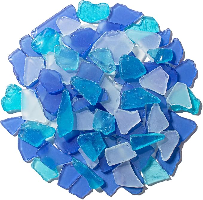 Keedolla Sea Glass for Crafts - 10 OZ Flat Frosted Seaglass Pieces Crushed for by Keedolla