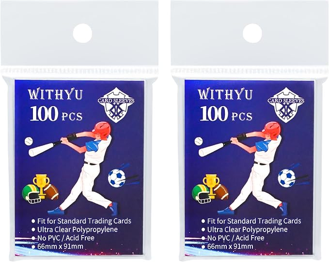 200 Pcs Soft Trading Card Sleeves, Top Loading Penny Card Sleeves by WITHYU