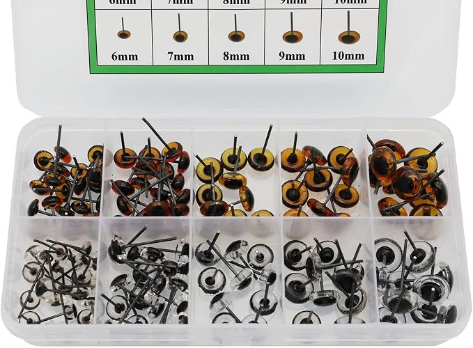 140Pcs Needle Felting Eyes 6-10mm mini Glass Amber - Image 3