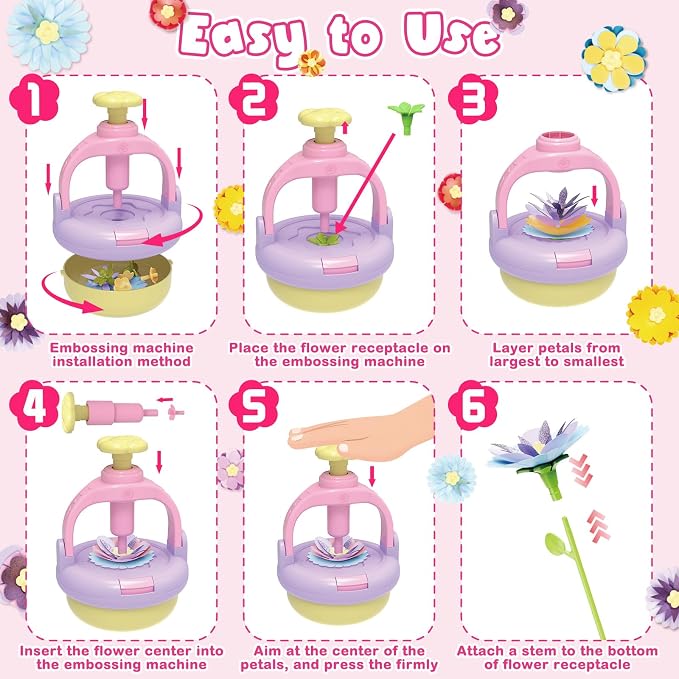DIY Flowers Craft Kit for Girls, Flower Bouquet Maker Machine - Image 4