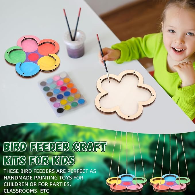 DoubleFill 24 Pcs Thickened Wood Bird Feeder Craft Kits - Image 5