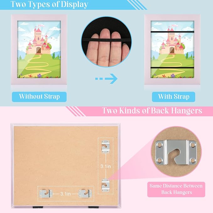 Kids Art Frames, 8.5x11 Front Opening Kids Artwork Frames Changeable, Pale Pink - Image 2
