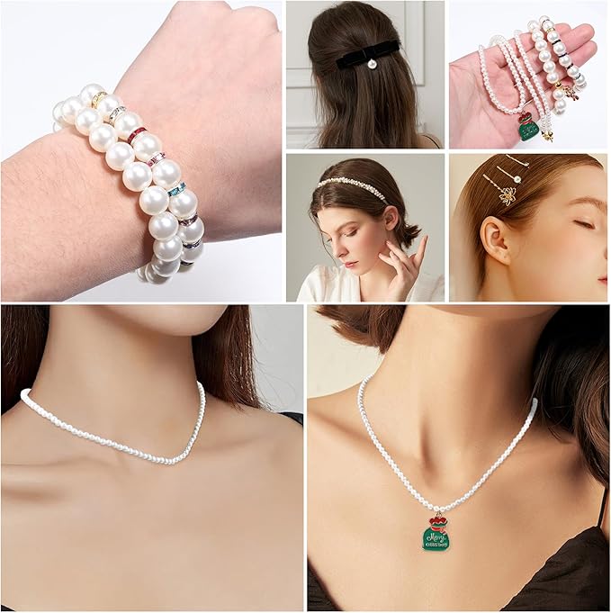 150pcs Christmas Green 12mm Pearl Beads - Image 5
