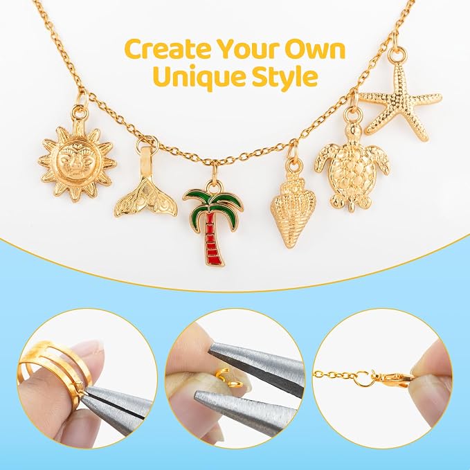 Zefy 18K Gold Silver Chain for Jewelry Making, 19.7ft 6 Rolls Stainless Steel - Image 4
