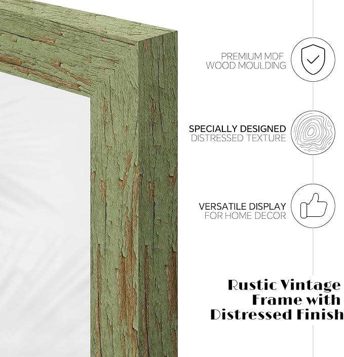 puthiac 8x10 Rustic Farmhouse Picture Frame, Weathered Green, 1 Pack | - Image 2