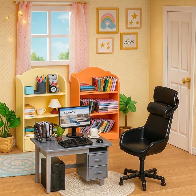 1:12 Scale Doll House Mini Computer Office Desk Furniture Accessories Set | - Image 5
