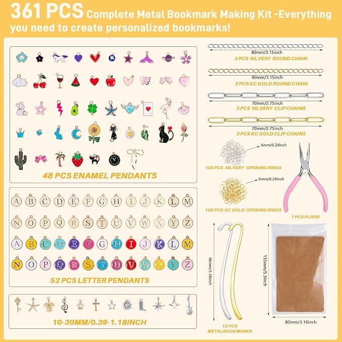 361 Pcs Metal Bookmarks Making Kit DIY Metal Bar Beadable Bookmark Kit | DIY - Image 2