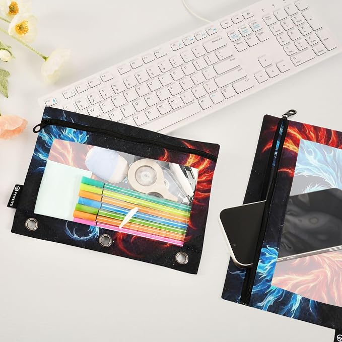 Dragon Phoenix Pencil Pouch for 3 Ring Binder, 2 Pack Waterproof Pencil Bags - Image 5