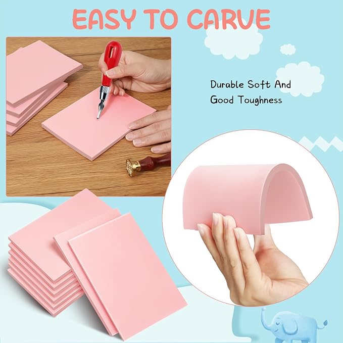 Frienda 40 Pcs 4"x6" Rubber Carving Blocks Linoleum Block Stamp Making Kit Soft - Image 3