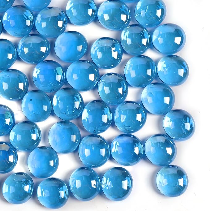 5 lb Light Blue Glass Beads for Vases, Flat Marbles Stones for Vase, by MBKHFLL