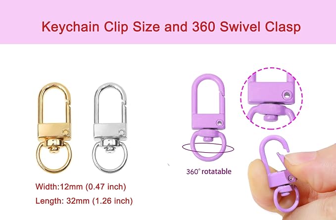 Keychain Clasp Keychain Clip Accessories Bulk 60pcs Colorful Lobster Claw Clasps - Image 3