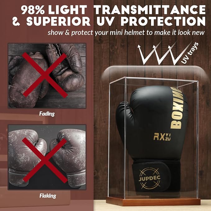 JupDec Boxing Glove Display Case, Full Size UV Protection Souvenirs and - Image 3