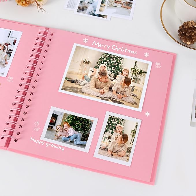 RECUTMS 10x10 Scrapbook Album 60 Page Kraft Paper Wedding Memory Book Pink | - Image 3