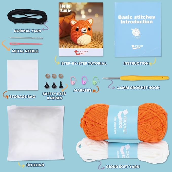 Crochet Kit for Beginners: Shiba Inu Crochet Kit, All You Need in, Include Easy - Image 3