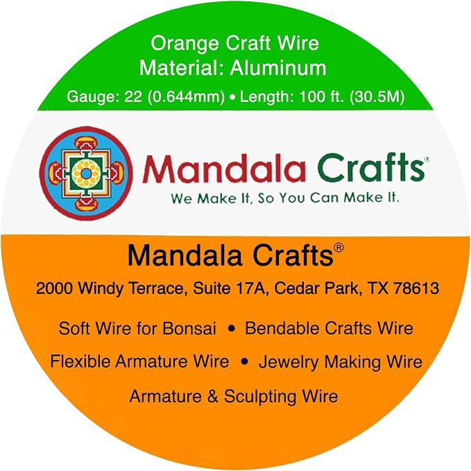 Mandala Crafts 22 Gauge Orange Anodized Aluminum Craft Wire, 100 FT | Colored - Image 3