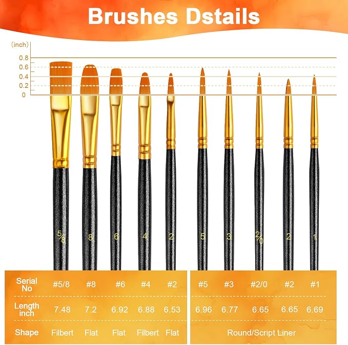 Paint Brushes Set, 24 Pack 240 Pcs Round-Pointed Tip Paintbrushes Nylon Hair - Image 5