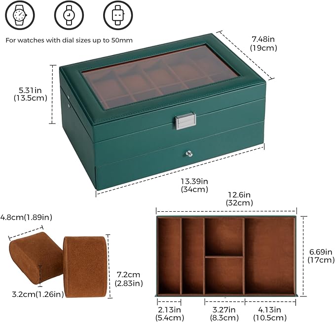 ProCase Watch Box, 12 Slot Mens Watch Case - Image 6