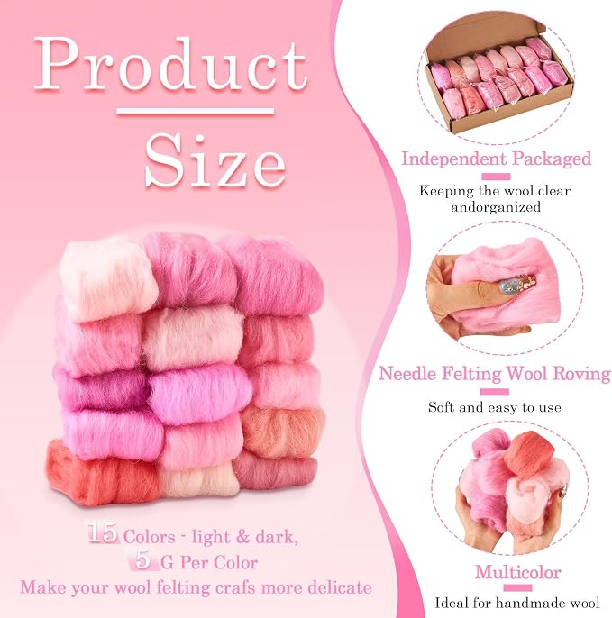 FASHEWELRY 2.6 OZ Wool Felting Set - Image 5