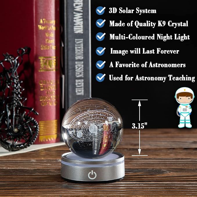 IFOLAINA 3D Solar System Crystal Ball Model Gift Space Astronomy Gift | Planets - Image 2