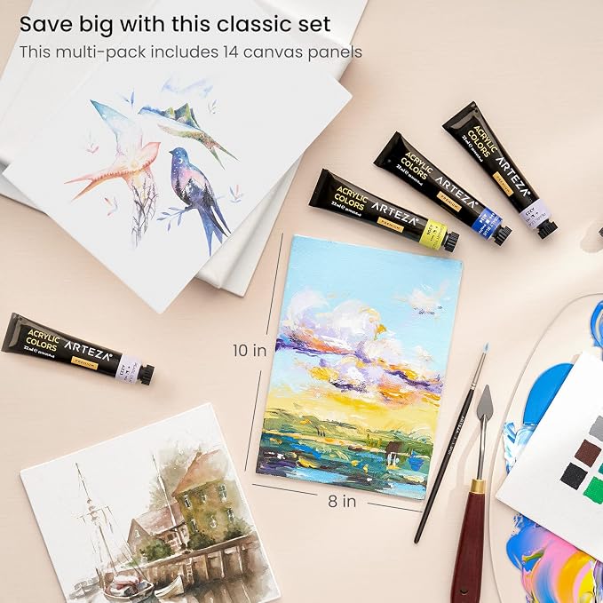 ARTEZA Canvas Panels, 8 x 10 in, 100% Cotton Pre-Primed Canvas Boards - Image 3