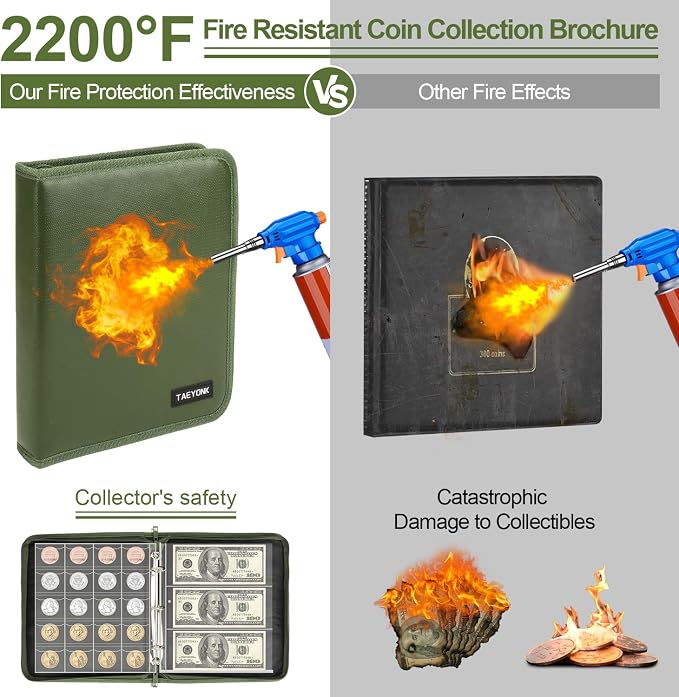 Coin Collection Book Holder for Collectors, 520 Pockets Fireproof Coins - Image 5