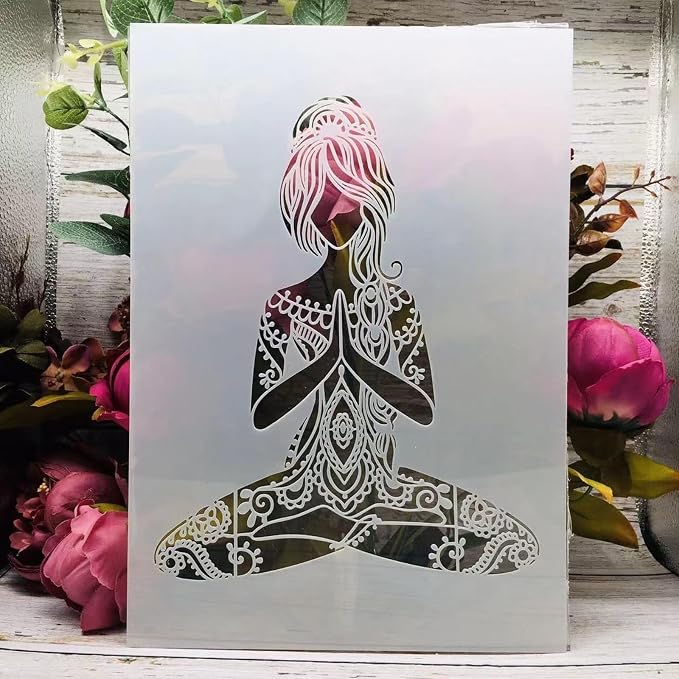 TIAMECH A4 Reusable Yoga Girl Stencil - Image 9